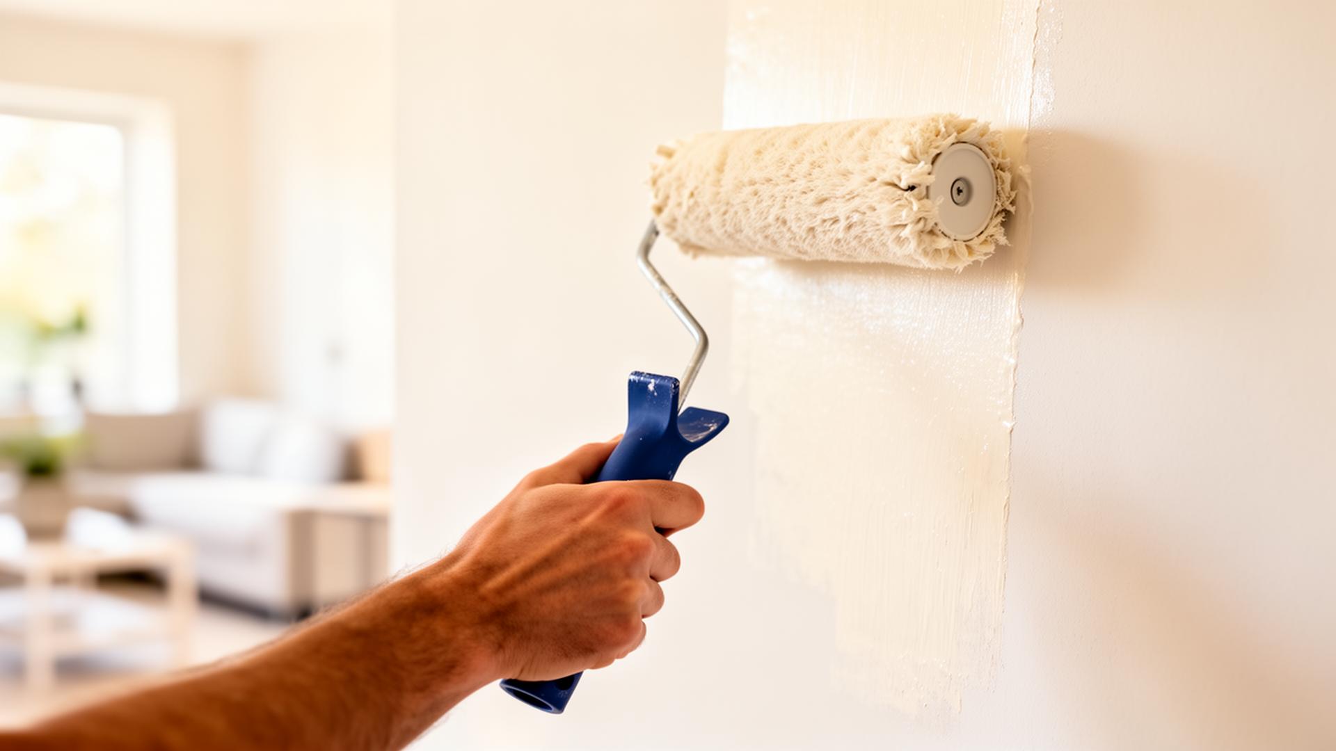 Peintre professionnel en intervention à domicile chez un client à Bordeaux, application de peinture intérieure au rouleau
